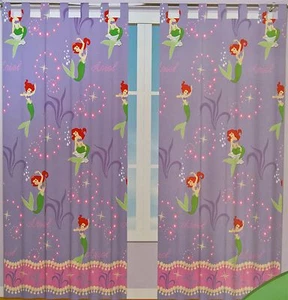 ~ Disney Princess - ARIEL LITTLE MERMAID READY TO HANG TAB TOP CURTAINS BLINDS - Picture 1 of 3