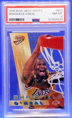 Bowman's Best Shots 1996 #BS3 Shaquille O'Neal PSA 8 casi nuevo como nuevo Foto 1 de 2