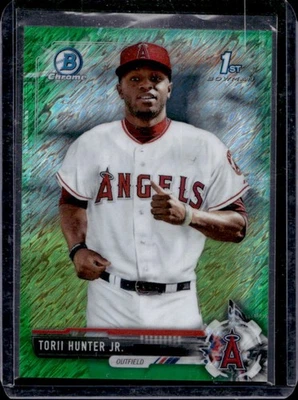 2017 Bowman Chrome Torii Hunter Jr. Prospect Green Shimmer Refractor #/99 - Image 1 of 2