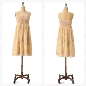 Anthropologie Zehavale Sz 4 NWT Oblique Blooms Lace Dress Strapless A-line Mini - Picture 1 of 12
