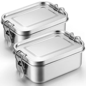 2 Pcs Stainless Steel Bento Box 550ml Metal Lunch Box Food Storage Containers... - Picture 1 of 7