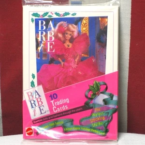 BARBIE trading cards NWT blonde doll Happy Holidays new pack 1990 fashion pack - Picture 1 of 3
