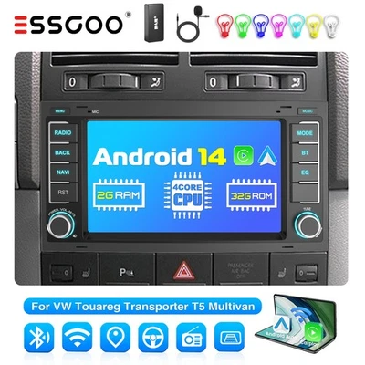 DAB+ Autoradio Android 14 Carplay GPS Nav BT für 04-11 VW Touareg T5 Transporter - Bild 1 von 4
