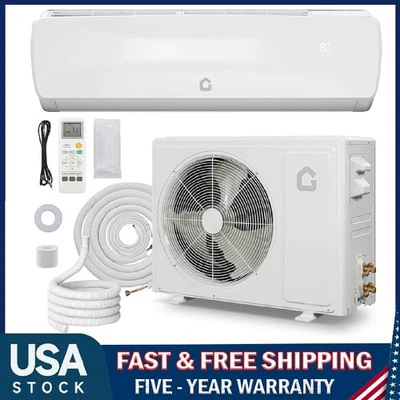 Mini aire acondicionado split sin conductos de 12000 BTU y sistema de bomba de calor AC 115V, con kit Foto 1 de 4