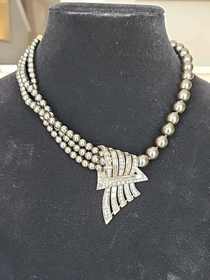 Heidi Daus Vintage Gray Necklace with Swarovski Crystals NIB - Image 1 of 4