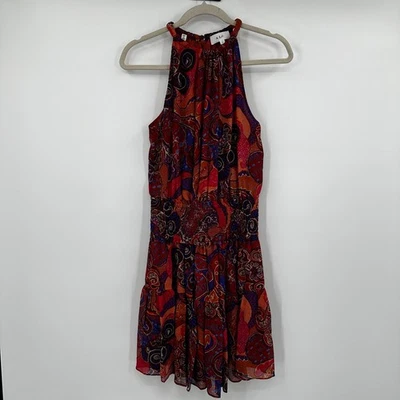 A.L.C. Cory High Neck Paisley Print Silk Halter Mini Dress Size 0 - Image 1 of 4