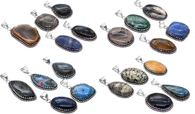 Mix Design Pendente Lotto Gioielli Chunky Hippie Naturale In Argento Placcato 1. - Immagine 1 di 4