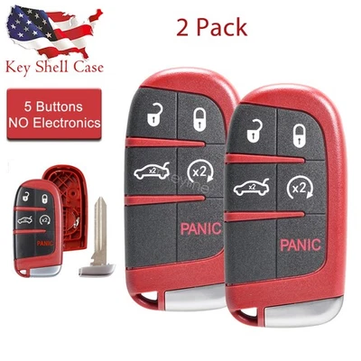 2 for 2011-2023 Dodge Challenger Charger Chrysler 300 Remote Car Key Fob 5B Red Foto 1 de 4