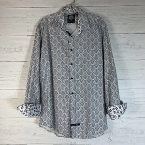 English Laundry floral long sleeve shirt blue/white mens size L flip cuffs - Picture 1 of 9