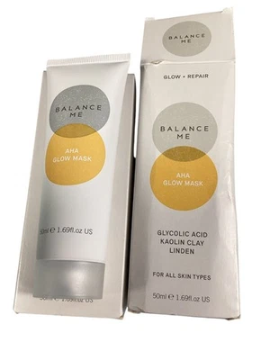 Balance Me AHA Glow Mask Set Of 2 50ml Skincare Vegan Exfoliating Facecare New - Image 1 of 4