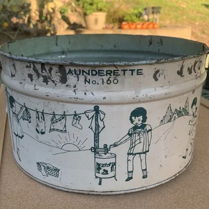 Secchiello vintage per bambini in metallo lavanderia bufalo marchio - Foto 1 di 13