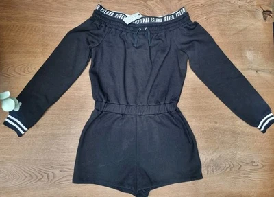 GIRLS RIVER ISLAND OFF THE SHOULDER JERSEY PLAYSUIT BNWT IN BLACK - Image 1 of 4