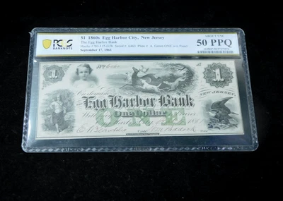 1861 $1 Egg Harbor Bank New Jersey Obsolete Paper Currency Note - PCGS 50 PPQ - Image 1 of 4