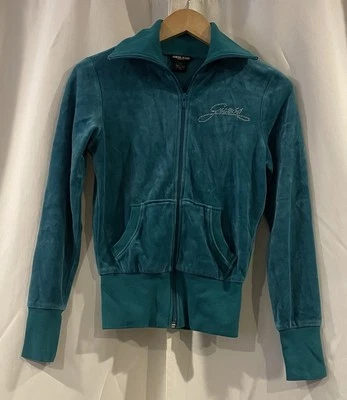 Guess бархата блестящий куртка Aqua размер маленький винтажный - Изображение 1 из 4