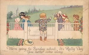 Postal: Rally Day, We're Going to Sunday School, publicada 1921 - Imagen 1 de 2