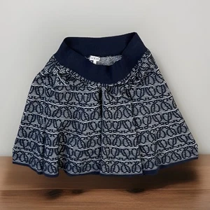 Loewe Anagram Jacquard Mini Skirt Navy/White Knit Tiered S359Y17K82 Sz M Italy - Picture 1 of 11