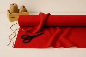 Medium Candy Apple Red Linen Blend Fabric by the Yard – Apparel, Décor & Crafts - Picture 1 of 10