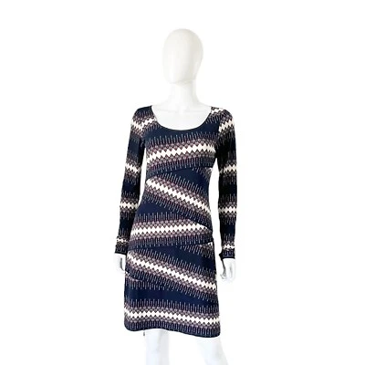 Max Studio Long Sleeve Geometric Print Dress Blue Size Small - Image 1 of 3