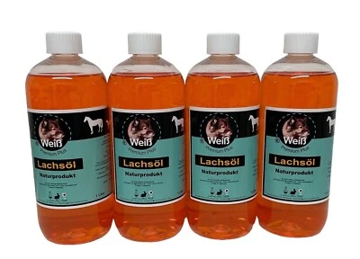 TIERMENÜ-WEISS Weiß Premium-Plus Lachs-Öl 4 x 1L - Markenprodukt - Premium Ware (7,50 EUR/l)