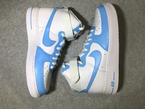 Men Size 9.5 - Nike Air Force 1 High White & Carolina Blue Paint with Guards - Picture 1 of 3