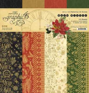 NEW Graphic 45 Paper Sheets Patterns and Solids 12" x 12" Warm Wishes - Picture 1 of 1