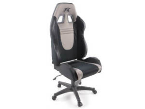 Office Chair Bucket Seat Race Car Black/Grey Fabric Style Garage Home Workshop