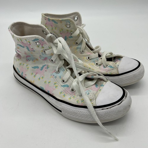 Scarpe alte Converse All Star bambina arcobaleno unicorno giovanile bianche taglia 4 anni