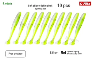 10x soft silicone spinning tail fishing bait lure Jighead Weedless yellow Tail Y - Picture 1 of 4