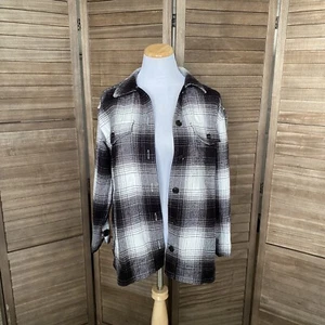 NEW MADEWELL TWILL FLANNEL SHIRT JACKET SHACKET WINDOWPANE BLACK PLAID Sz S - Picture 1 of 10