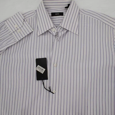 NEW Hugo Boss dress Shirt Mens 14.5 Jaron Cotton Striped Button Up Long Sleeve - Image 1 of 4