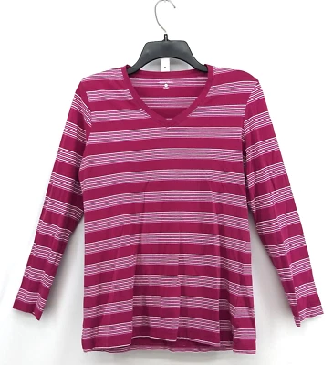 Camisa Great Northwest Clothing Co para mujer talla M rosa oscuro a rayas top preppy Foto 1 de 4