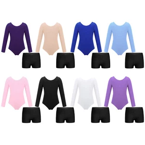 Kids Girls Ballet Dance Unitards With Shorts Athletic Activewear Set Stretch - Picture 1 of 81