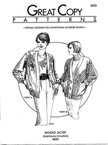 Great Copy Patterns #820~Banded Jacket (Includes Appliques) Bust Sizes 31" - 45" - Picture 1 of 2