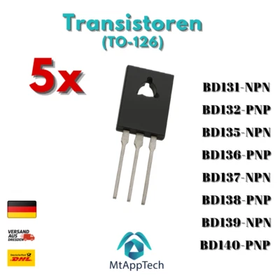 5 Stück - Transistoren  BD131, BD132, BD135 , BD136 , BD137, BD138, BD139, BD140 - Bild 1 von 2