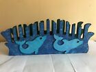 DOLPHIN WOOD MDF 12CD DVD LETTER BOOK STORAGE RACK APPROX 40 x 16 x 9 CM BLUE