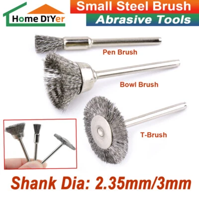 Cepillo de acero pequeño bolígrafo/rueda/tazón cepillos de alambre herramienta de pulido para eliminar óxido de metal Foto 1 de 4