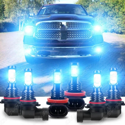 For 2016-2018 RAM 1500 2500 3500 -6x Led Headlight Hi/Lo + Fog light Bulbs Combo - Image 1 of 4