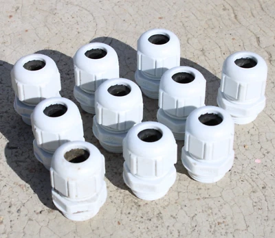 CWB 10pc Lot M20 White Waterproof Cable Gland Connector Cable Range M20 x 1.5mm