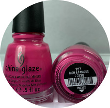 China Glaze Nail Polish RICH & FAMOUS 207 Opaque Brght Fiesta Pink Cream Lacquer