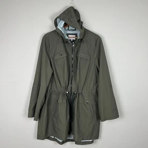 Laundry By Shelli Segal Rain Coat Womens 2X Green Jacket Hooded Full Zip Cinch - Picture 1 of 15