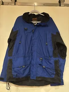 Vintage Stearns Jacket Mens Large Blue Black Dry Wear Windbreaker 90s - Picture 1 of 13