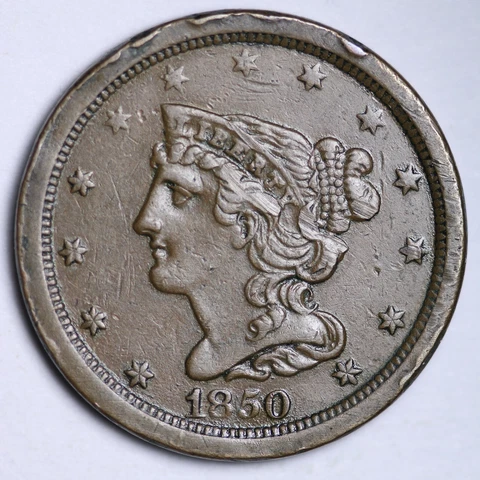 1850 Braided Hair Half Cent CHOICE XF AU FREE SHIPPING E100 QNNM Cover