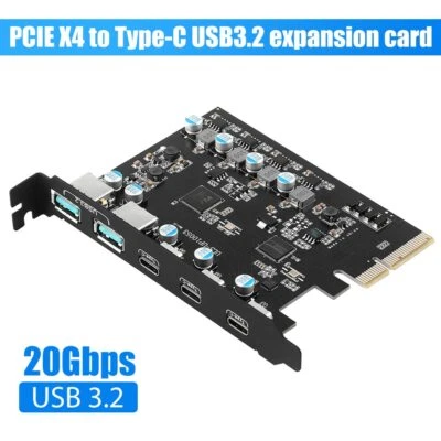 PCIE X4 To USB 3.2 Type C Expansion Card 10Gbps Gen2 USB Adapter Converter - Image 1 of 4