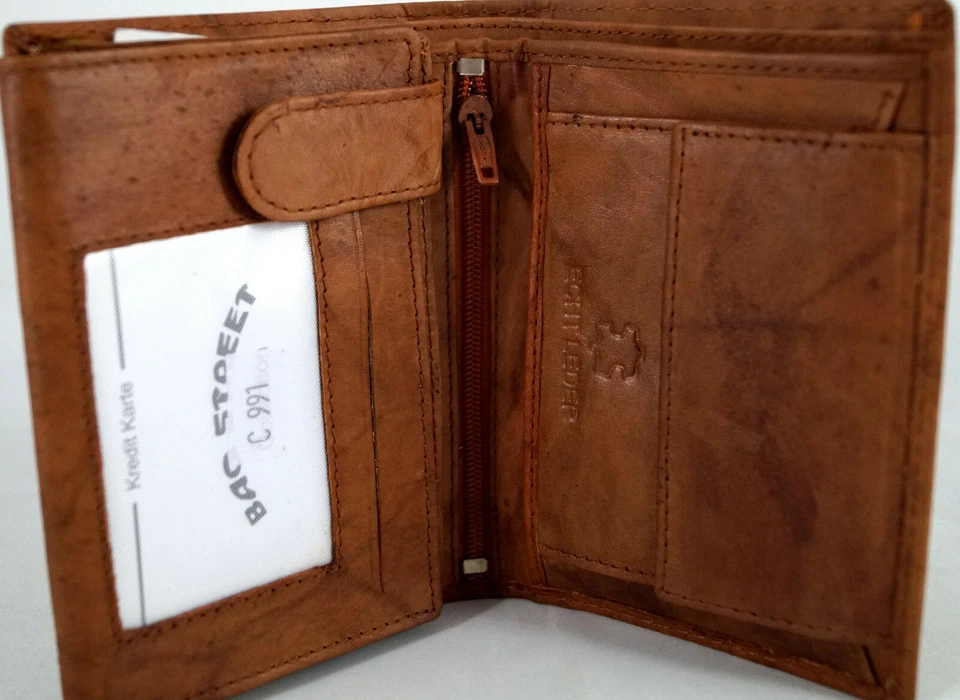 Geldbörse Portemonnaie Brieftasche Geldbeutel Echt Leder Braun Klassisch Weich - Bild 1 von 4