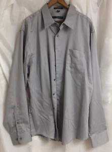 GEOFFREY BEENE 18 XXL Fitted Button Dress Shirt Long Sleeve Gray Wrinkle Free - Picture 1 of 12