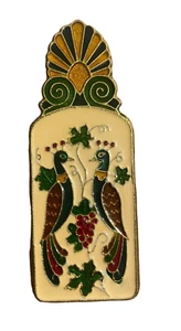 Griechische 1950er Jahre Souvenir Emaille Messing Büroklammer Säule Architektur Pfauen 4,5" - Bild 1 von 3