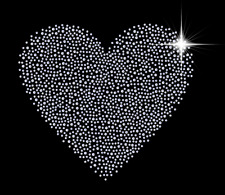 Intricate Pretty Love Heart Rhinestone Diamonte Iron On Transfer Hotfix Sparkle