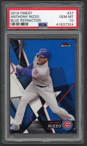 2018 Finest Anthony Rizzo Chicago Cubs #37 PSA 10 GEM MINT Blue Refractor /150 - Picture 1 of 2