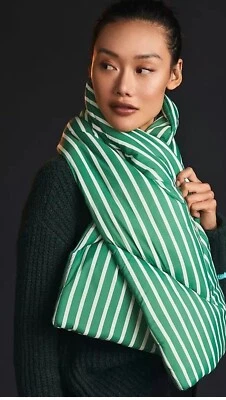 Nuevo ANTHROPOLOGIE Bufanda acolchada a rayas nuevo color verde talla única nuevo Foto 1 de 3