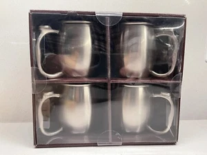 4 Brushed Stainless Steel Silver Tone Moscow Mule Mugs/Cups Bar NIB - Picture 1 of 4